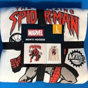 NEW NWT MARVEL THE AMAZING SPIDER - MAN SPIDEY RETRO COVER HOODIE WHITE L  LARGE
